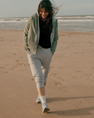 IQONIQ Abisko Zip-Kapuzenpullover aus recycelter Baumwolle heather green bedrucken, Art.-Nr. T9600.015.S