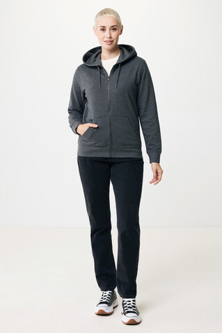 IQONIQ Abisko Zip-Kapuzenpullover aus recycelter Baumwolle heather anthracite bedrucken, Art.-Nr. T9600.014.XS