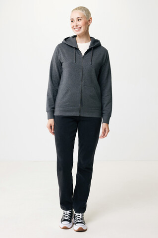 IQONIQ Abisko Zip-Kapuzenpullover aus recycelter Baumwolle heather anthracite bedrucken, Art.-Nr. T9600.014.XS