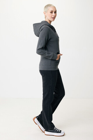 IQONIQ Abisko Zip-Kapuzenpullover aus recycelter Baumwolle heather anthracite bedrucken, Art.-Nr. T9600.014.XS