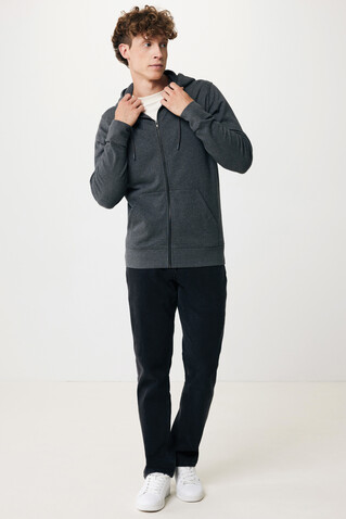 IQONIQ Abisko Zip-Kapuzenpullover aus recycelter Baumwolle heather anthracite bedrucken, Art.-Nr. T9600.014.XS