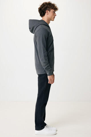 IQONIQ Abisko Zip-Kapuzenpullover aus recycelter Baumwolle heather anthracite bedrucken, Art.-Nr. T9600.014.XS