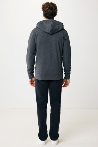 IQONIQ Abisko Zip-Kapuzenpullover aus recycelter Baumwolle heather anthracite bedrucken, Art.-Nr. T9600.014.XS