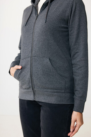 IQONIQ Abisko Zip-Kapuzenpullover aus recycelter Baumwolle heather anthracite bedrucken, Art.-Nr. T9600.014.XS