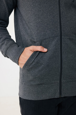 IQONIQ Abisko Zip-Kapuzenpullover aus recycelter Baumwolle heather anthracite bedrucken, Art.-Nr. T9600.014.XS