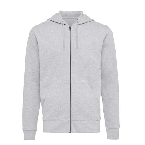 IQONIQ Abisko Zip-Kapuzenpullover aus recycelter Baumwolle heather grey bedrucken, Art.-Nr. T9600.013.XS