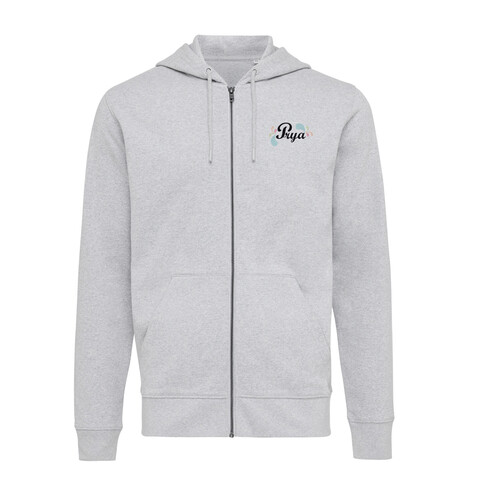 IQONIQ Abisko Zip-Kapuzenpullover aus recycelter Baumwolle heather grey bedrucken, Art.-Nr. T9600.013.XS