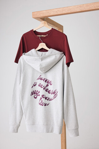 IQONIQ Abisko Zip-Kapuzenpullover aus recycelter Baumwolle heather grey bedrucken, Art.-Nr. T9600.013.XS