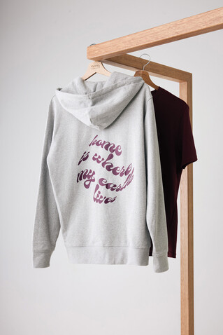 IQONIQ Abisko Zip-Kapuzenpullover aus recycelter Baumwolle heather grey bedrucken, Art.-Nr. T9600.013.XS