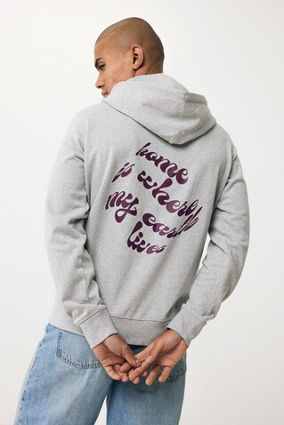 IQONIQ Abisko Zip-Kapuzenpullover aus recycelter Baumwolle heather grey bedrucken, Art.-Nr. T9600.013.XS
