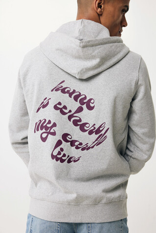 IQONIQ Abisko Zip-Kapuzenpullover aus recycelter Baumwolle heather grey bedrucken, Art.-Nr. T9600.013.XS