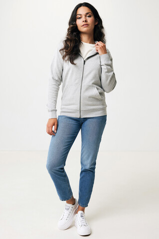 IQONIQ Abisko Zip-Kapuzenpullover aus recycelter Baumwolle heather grey bedrucken, Art.-Nr. T9600.013.XS