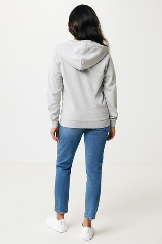 IQONIQ Abisko Zip-Kapuzenpullover aus recycelter Baumwolle heather grey bedrucken, Art.-Nr. T9600.013.XS