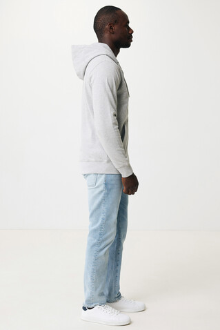 IQONIQ Abisko Zip-Kapuzenpullover aus recycelter Baumwolle heather grey bedrucken, Art.-Nr. T9600.013.XS