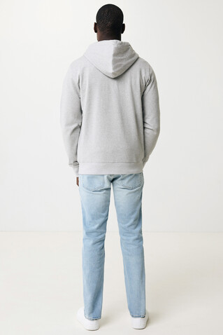 IQONIQ Abisko Zip-Kapuzenpullover aus recycelter Baumwolle heather grey bedrucken, Art.-Nr. T9600.013.XS