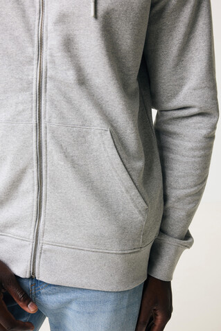 IQONIQ Abisko Zip-Kapuzenpullover aus recycelter Baumwolle heather grey bedrucken, Art.-Nr. T9600.013.XS