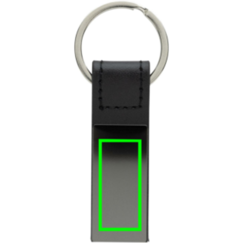 Schicker PU Schlüsselanhänger aus RCS recyc. Zinklegierung schwarz bedrucken, Art.-Nr. P191.6401