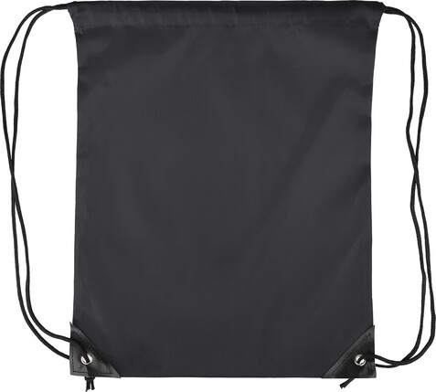 210D Polyester Kordelzug Rucksack Isolde – Schwarz bedrucken, Art.-Nr. 001999999_1204075