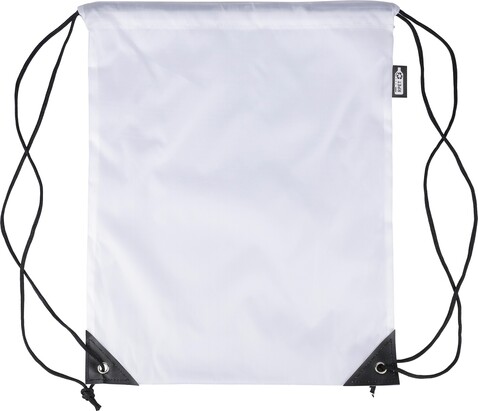 rPET 210D Polyester Rucksack mit Kordelzug Calix – Weiß bedrucken, Art.-Nr. 002999999_1204076