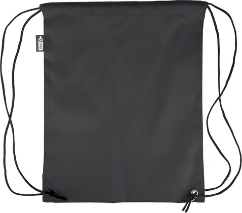 rPET 210D Polyester Rucksack mit Kordelzug Calix – Schwarz bedrucken, Art.-Nr. 001999999_1204076