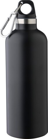 Doppelwandige Flasche aus recyceltem Edelstahl (500 ml) Lysandra – Schwarz bedrucken, Art.-Nr. 001999999_1204262