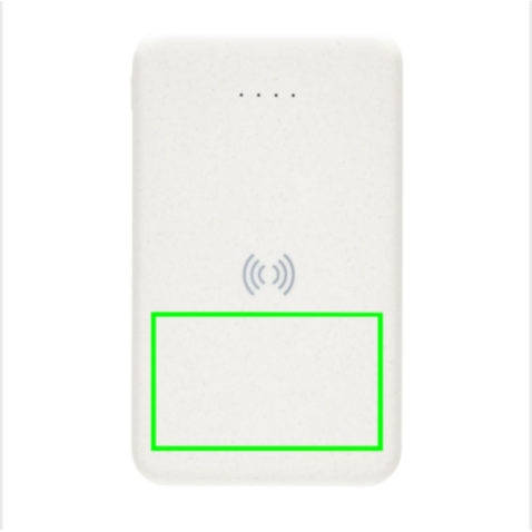5.000mAh 5W Wireless Powerbank aus RCS recyceltem Kunststoff weiß bedrucken, Art.-Nr. P322.623