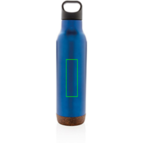 Auslaufsichere Vakuum-Flasche mit Kork blau bedrucken, Art.-Nr. P433.285