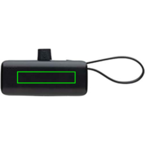 Powerlink 3000mah Powerbank aus RCS rPlastic mit USB-C Kabel schwarz bedrucken, Art.-Nr. P322.4901