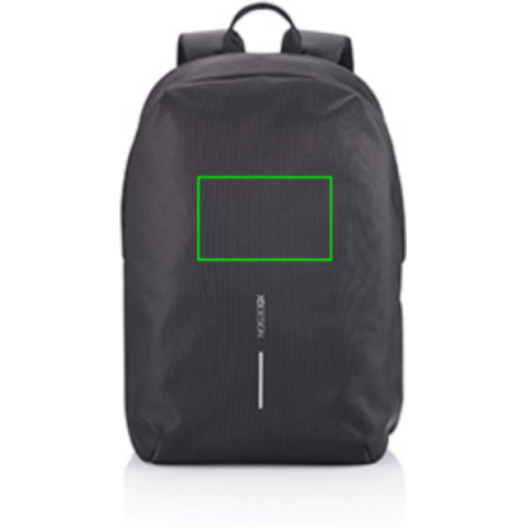 Bobby Soft, Anti-Diebstahl-Rucksack schwarz, grün bedrucken, Art.-Nr. P705.791