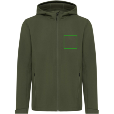 IQONIQ Makalu Herren Softshelljacke aus recyceltem Polyester khaki bedrucken, Art.-Nr. T1700.020.S