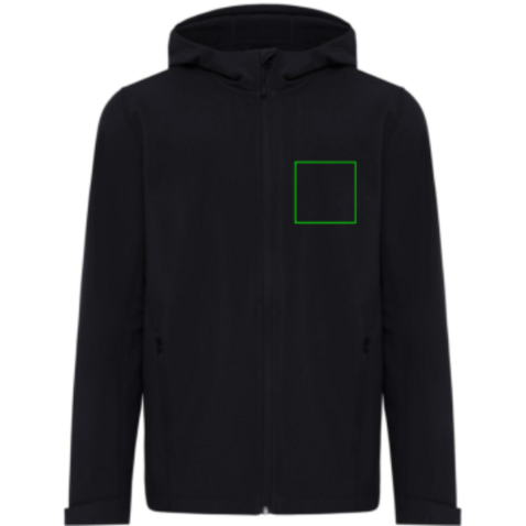IQONIQ Makalu Herren Softshelljacke aus recyceltem Polyester schwarz bedrucken, Art.-Nr. T1700.001.M