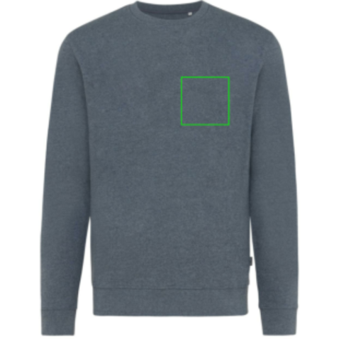 IQONIQ Denali ungefärbt. Rundhals-Sweater aus recycelter BW heather navy bedrucken, Art.-Nr. T9301.016.XL