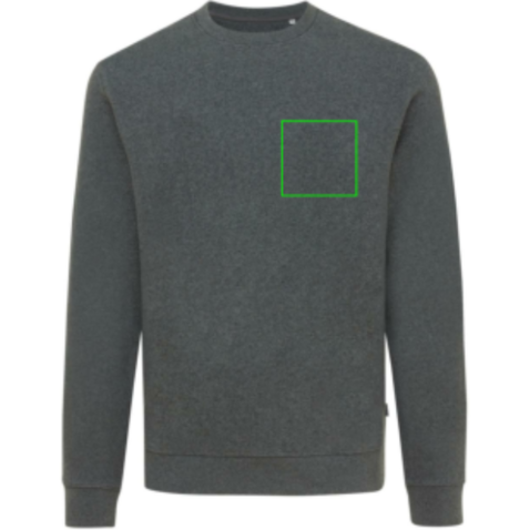 IQONIQ Denali ungefärbt. Rundhals-Sweater aus recycelter BW heather anthracite bedrucken, Art.-Nr. T9301.014.S
