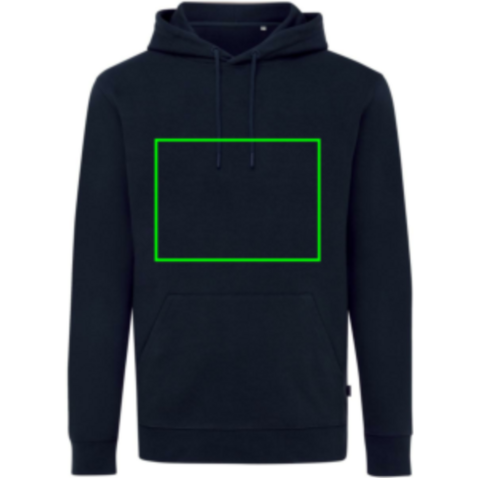 IQONIQ Jasper Hoodie aus recycelter Baumwolle navy blau bedrucken, Art.-Nr. T9400.002.L