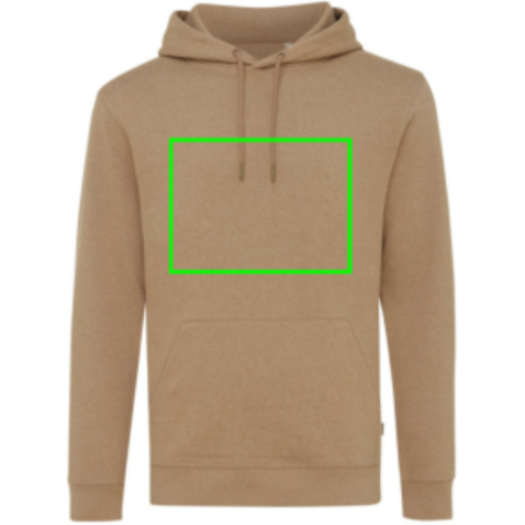 IQONIQ Torres ungefärbter Hoodie aus recycelter Baumwolle heather brown bedrucken, Art.-Nr. T9401.017.L