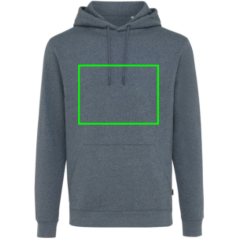 IQONIQ Torres ungefärbter Hoodie aus recycelter Baumwolle heather navy bedrucken, Art.-Nr. T9401.016.L