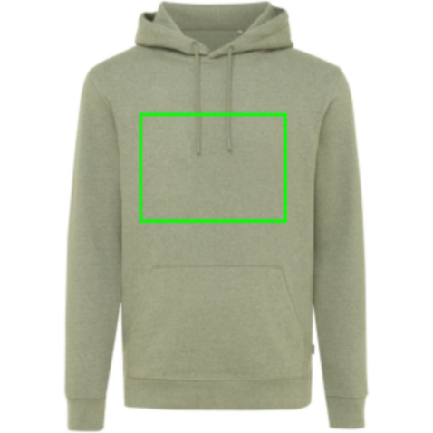 IQONIQ Torres ungefärbter Hoodie aus recycelter Baumwolle heather green bedrucken, Art.-Nr. T9401.015.XXL