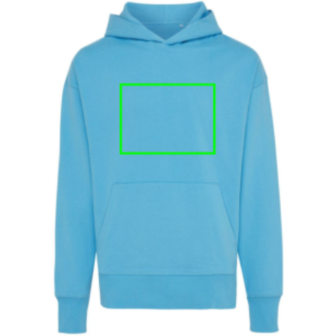 IQONIQ Yoho Relax-Hoodie aus recycelter Baumwolle tranquil blue bedrucken, Art.-Nr. T9402.010.XXXL