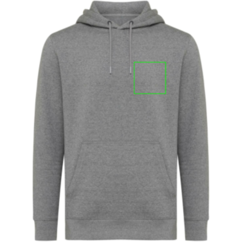 IQONIQ Rila Lightweight Hoodie aus recycelter Baumwolle light heather anthracite bedrucken, Art.-Nr. T9404.034.XXXL