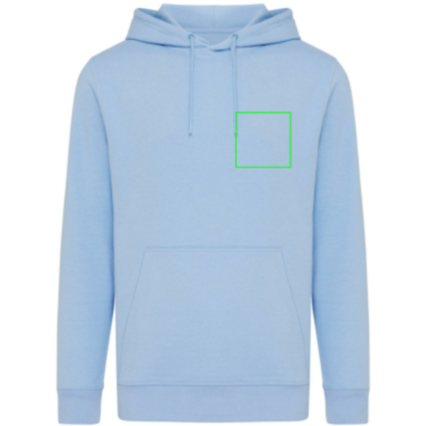 IQONIQ Rila Lightweight Hoodie aus recycelter Baumwolle sky blue bedrucken, Art.-Nr. T9404.022.M