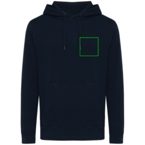 IQONIQ Rila Lightweight Hoodie aus recycelter Baumwolle navy blau bedrucken, Art.-Nr. T9404.002.XL