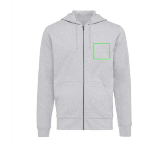 IQONIQ Abisko Zip-Kapuzenpullover aus recycelter Baumwolle heather grey bedrucken, Art.-Nr. T9600.013.XS