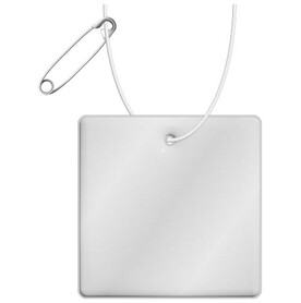 RFX™ H-16 quadratischer, leichter, reflektierender PVC-Anhänger, weiss bedrucken, Art.-Nr. 1PR13101