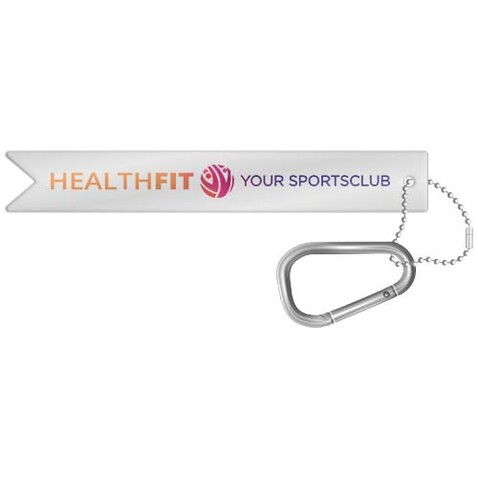 RFX™ H-9 leichter, reflektierender PVC-Anhänger mit Karabiner, weiss bedrucken, Art.-Nr. 1PR13201