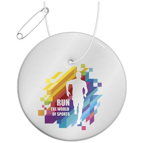 RFX™ H-16 runder, leichter, reflektierender PVC-Anhänger, weiss bedrucken, Art.-Nr. 1PR13301