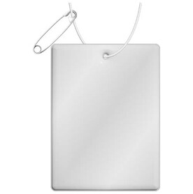 RFX™ H-12 rechteckiger, leichter, reflektierender PVC-Anhänger – groß, weiss bedrucken, Art.-Nr. 1PR13501