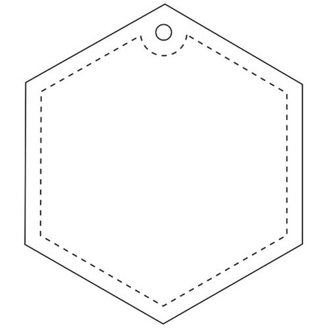RFX™ H-12 sechseckiger, leichter, reflektierender PVC-Anhänger, weiss bedrucken, Art.-Nr. 1PR13601