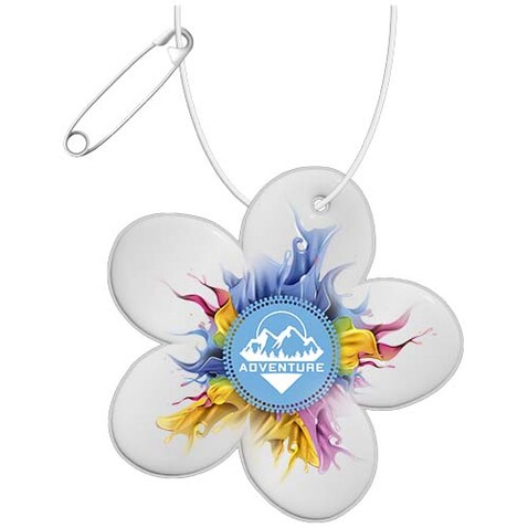 RFX™ H-13 leichter, reflektierender PVC-Anhänger Blume, weiss bedrucken, Art.-Nr. 1PR13701