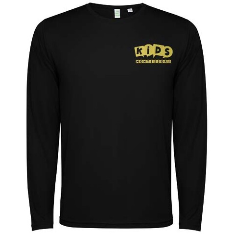 Estoril Langarm-Shirt für Kinder, schwarz bedrucken, Art.-Nr. K04323OM