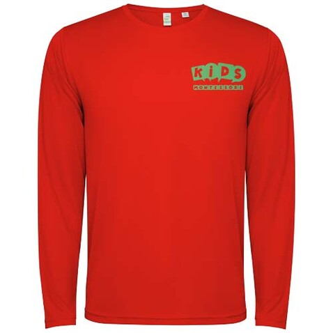 Estoril Langarm-Shirt für Kinder, rot bedrucken, Art.-Nr. K04324IH